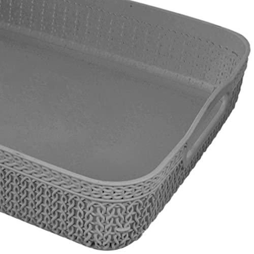 Image of Heart Home Q-3 Multiuses Designer Unbreakable Plastic Storage Basket /Organizer /Bin For Home, Kitchen, Bathroom, Office Use Pack of 4 (Grey)-50HH01463