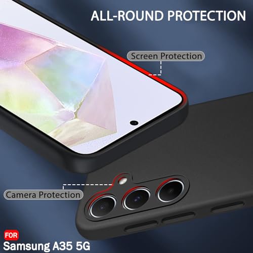 Image of TheGiftKart Sleek Back Cover Case for Samsung Galaxy A35 5G | Slim Fit Protective Design | Ultra Matte Finish | Camera Protection Bump | Soft Silicon Back Cover Case for Samsung A35 (Silicone, Black)
