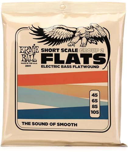Ernie Ball Flatwound Escala Corta Group 2 - Cuerdas para Bajo Eléctrico, Entorchado Plano, Calibre...
