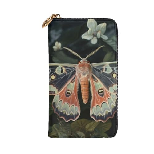 Beautiful Moth Wallet for Men Women Long Purse Leather Clutch Large Business Handbag Travel Phone Holder Credit Card Holder Money Case with Zipper Leather Wallets Gift2