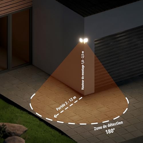 Applique murale LED blanche orientable pour sécuriser entrée et garage - 3
