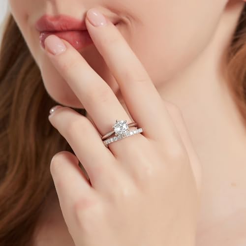 1.5CT Center Moissanite Stackable Engagement Rings Eternity Promise Wedding Ring 925 Sterling Silver Bridal Rings Sets for Women4