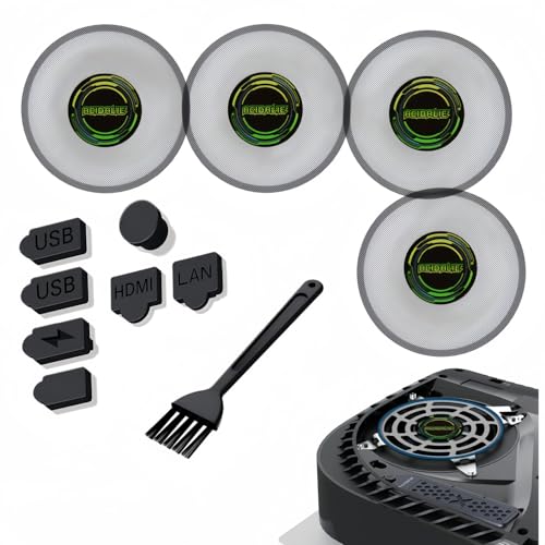 Zunbur PS5 Dust Plug Set with Cleaning Brush Universal Fit for PS5 Pro/PS5 Slim Disc & Digital Versions 7-in-1 Anti-Dust Protection Kit for PlayStation 5