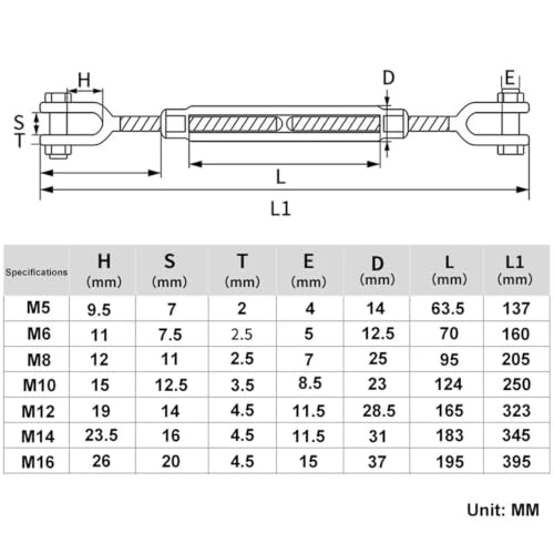 Turnbuckle 2Pcs 304 Stainless Steel Jaw and Jaw Turnbuckles miniatura 6