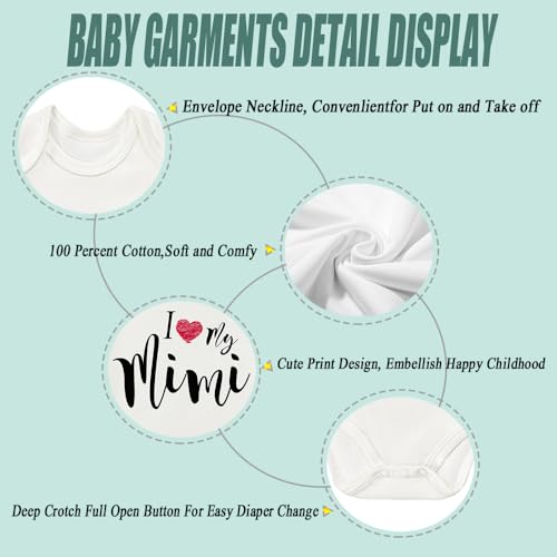 I Love My Mimi Bodysuit, Newborn Boy Clothes, Cute Grandma Outfit, Funny Boys Girls Short Sleeve Jumpsuit Clothing3