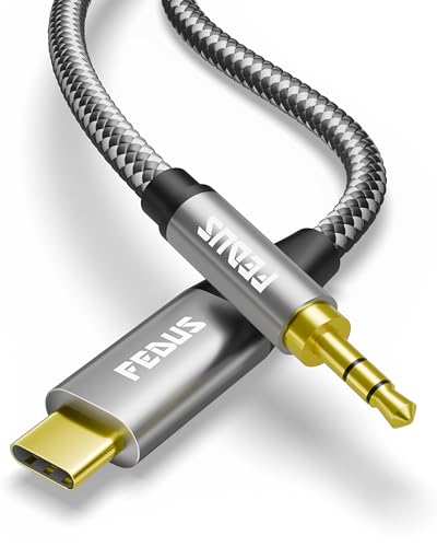 Image of FEDUS XYNC PRO Type C to 3.5mm Aux Cable (Male to Male) with Mic Support & DAC Chip, 1.5 Meter Braided USB C Audio Cord for Car Stereo, iPhone 17 Pro Max, 16, Samsung Galaxy S26 Ultra, S25, iPad