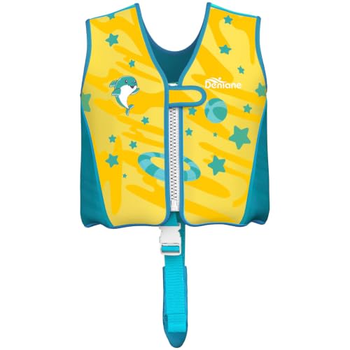 Kids Swim Vest 8 Removable Foam Panels 3-6 Years Toddlers Neoprene Swim Trainer Vest for Boys Girls Adjustable Buoyancy Swimming Float Vest for Pool Swim - M (42-66 lb)