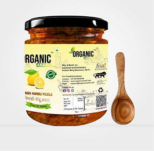 Image of Organic Anand Homemade Nimadi Lemon Pickles 500gram Khatta Mitha Nimbu ka Achaar, Flavourful, Delicious, Traditional Taste