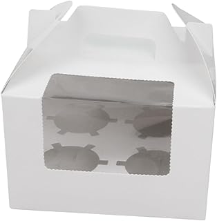 MAGICLULU 10pcs 4 Cake Boxes Cake Stand with Lid Cupcake Gift Wine Bottle Stickers Snowflake Container Chocolate Chip Muffin Candy Cupcake Container White Open The Window Paper Cup