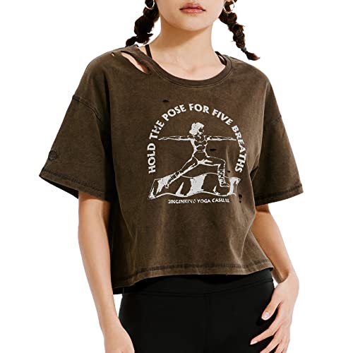 Shirts for Teens Girls, Y2K Crop Top T Shirt, Short Sleeve Tops T in Soft Breathable, Tops Sweaters for Women in Charcoal