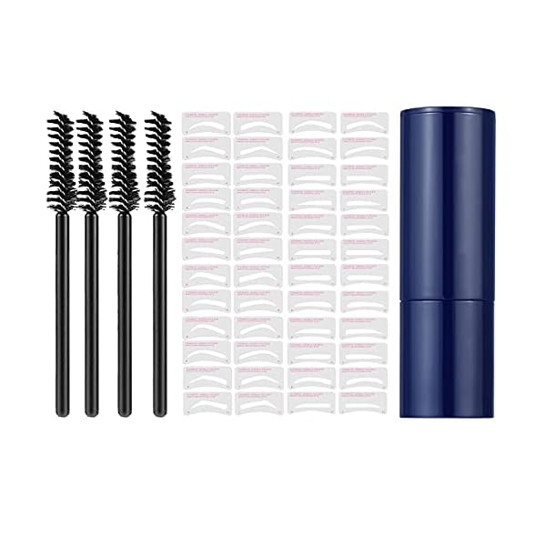 One Step Brow Stamp Shaping Kit - Professional Eyebrow Pencil Eyebrow Powder 24 Styles Eyebrow Stencil 4 Eyebrow Pen Brushes Long Lasting Waterproof Buildable Eyebrow Stamp Makeup (Light Brown)