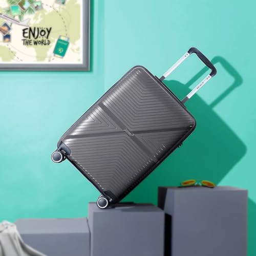 Image of Stony Brook by Nasher Miles Axis Hard-Sided Polypropylene Cabin Luggage Dark Grey 20 inch |55cm Trolley Bag