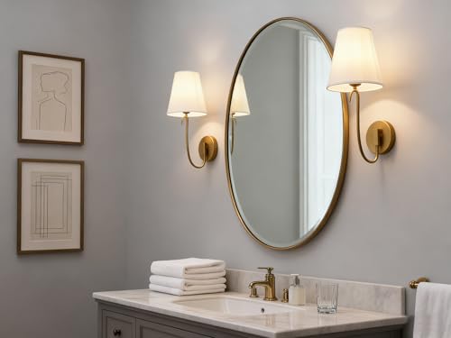 Image of Swan Neck Wall Sconce Fixture 1-Light with White Fabric Shade, Indoor Hardwired Rustic Boho Wall Light for Living Room Bedroom Bedside Nightstand Light