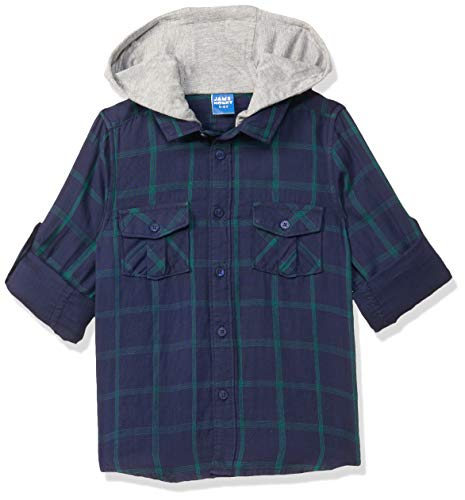 Image of Amazon Brand - Jam & Honey Boy's Regular Button Down Shirt (PAG-135 Navy 2 5 6 Years)