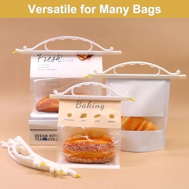 SumDirect Food Bag Clips,12-Piece Reusable Air Tight Chip Clips with Handle - Multi-Size Clips for Bread Snack Bags, Moisture Resistant Kitchen Storage (Medium)