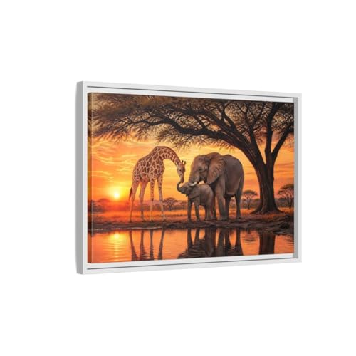 Toile girafe coucher de soleil pour illuminer un mur sombre