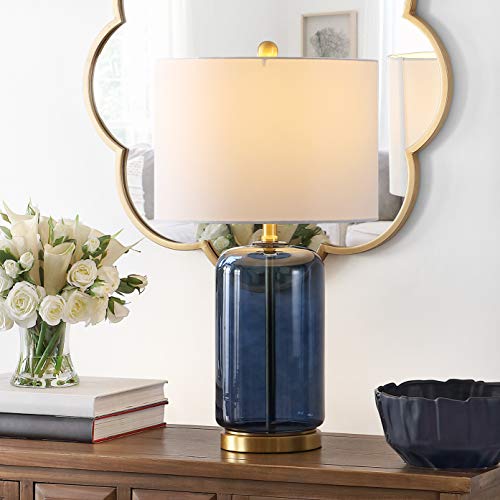 SAFAVIEH Lighting Collection – Novah Modern Blue Glass 26-Inch Table Lamp, LED Bulb Included, Bedroom Living Room Home Office Nightstand Desk (TBL4283B) - Image 3