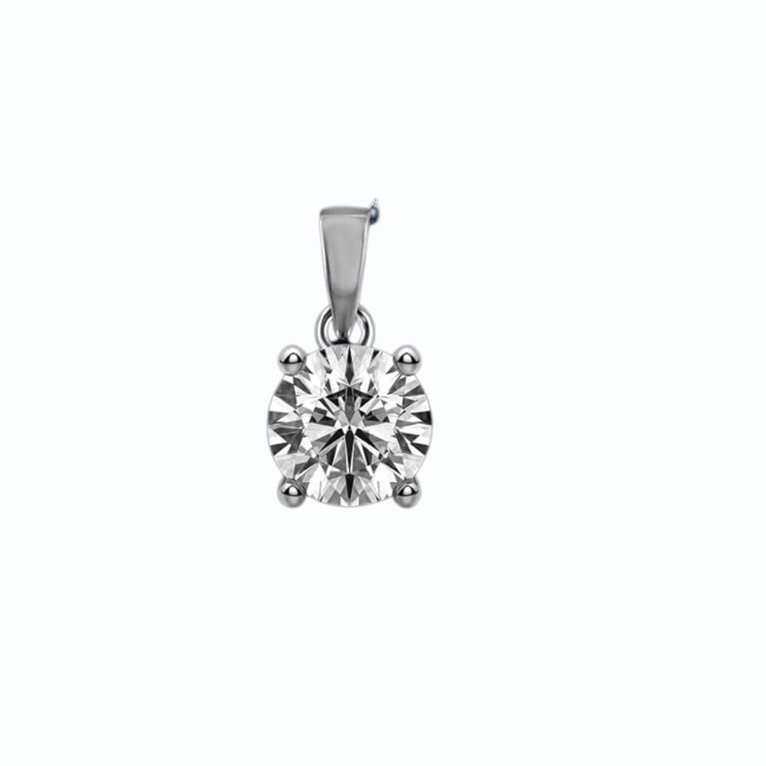 Dellis 92.5 Sterling Silver with Round Shape Diamond Sparkling Zirconia Lovely Gift - Silver Pendant for Womens & Girls
