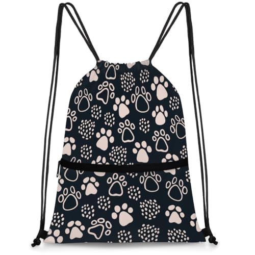 Cat Dog Animal Pattern Drawstring Bag Drawstring Backpack Waterproof Smooth Sport Draw String Back Bag Gym Camping Beach Bag for Men Women