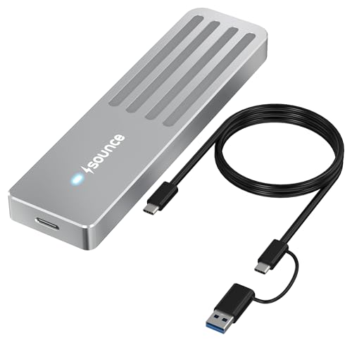 Image of Sounce M.2 NVMe /NGFF SSD Enclosure USB 3.1 Gen2 10Gbps for 2242 /2260 /2280 M-Key /M+B Key PCIe SSD, Supports Dual Protocol NVMe and NGFF SSD, UASP Max 2TB, Aluminium Case (SSD Not Included, Black)