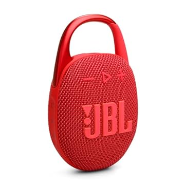 JBL Clipe 5 – Alto-falante Bluetooth ultraportátil, impermeável e à prova de poeira, mosquetão integrado, até 12 horas de reprodução, feito em parte com materiais reciclados (vermelho)