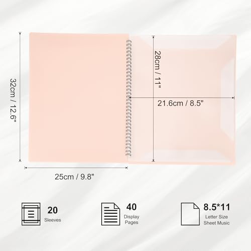Classeur à spirales de présentation format A4 rose clair avec 20 pochettes épurées