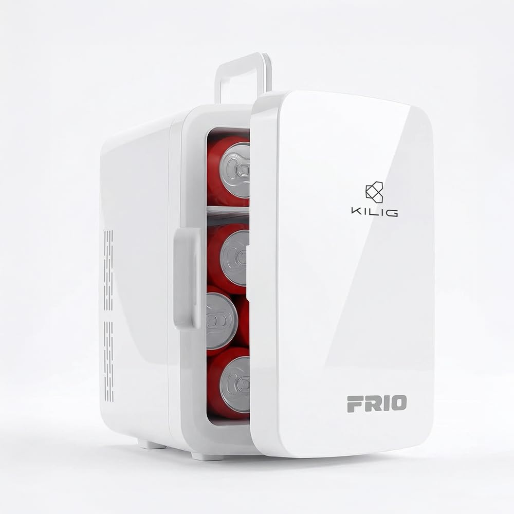 KILIG Frio Portable Mini Fridge 10 Litre with cooler and Warmer Function, Skincare Fridge for Bedroom, Thermoelectric Cooler and Warmer Small Refrigerators for Drink, Office, Car, White-image-34