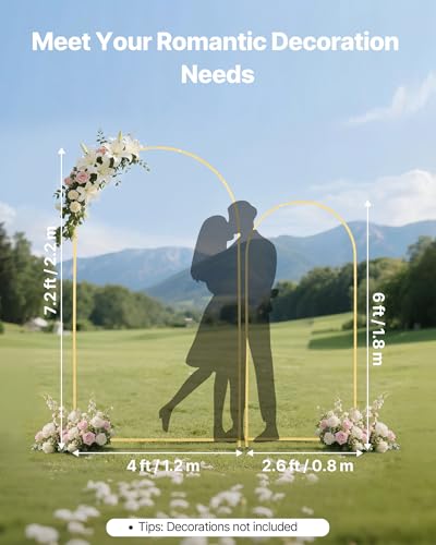 Image of VEVOR Arch Backdrop Stand, Set of 2, 7.2 ft and 6 ft, Stable Structure, Easy Assembly, Gold Metal Arch Backdrop Stand for Wedding, Birthday Party, Graduation, Celebration, and Ceremony Decoration