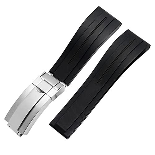 Sangle de montre Rolex caoutchouc noir 20mm 21mm bracelet boucle pliante sport