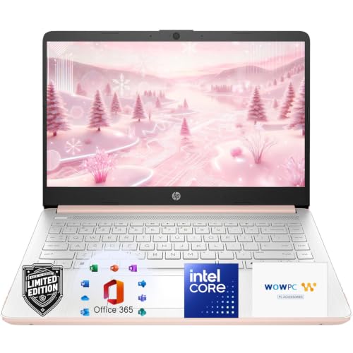 Image of HP 14 Essential Laptop Computer • Intel N150 CPU • 128GB SSD • 4GB RAM • Thin & Portable • Long Battery Life • Copilot AI Windows 11 • with Microsoft 365