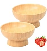 ZTHapwa Small Pedestal Fruit Bowls for Kitchen Counter, 6 oz Mini Bamboo Wooden Serving Bowls for...