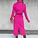 WHHFOOH Womens Coats Winter Notched Collar Wool Blend Trench Coats Midi Long Overcoat Thicken Warm Elegant Belted Pea Coats Solid Color Outerwear Hot Pink L