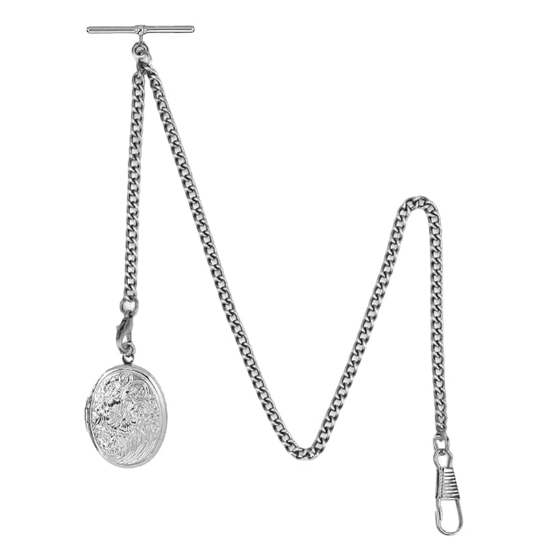 BOSHIYA Montre de poche double chaîne Albert en acier rétro