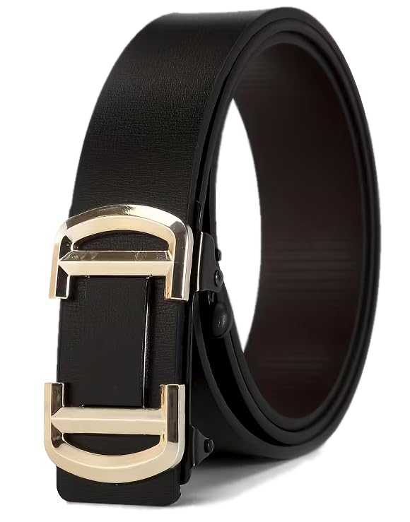 Image of NAPA HIDE Men's Auto Lock Vegan Leather Belt | Stylish Adjustable Buckle Belt for Formal & Casual Wear I Fits upto 40 Inches Waist size
