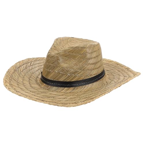 Chapeau de soleil décoratif et léger en paille avec larges bords pour homme de taille L