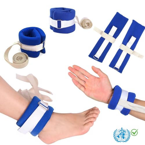 GRANTY DISEÑO REFORZADO Correas de Sujección Muñeca y Tobillos para Atar en Cama Hospital, Muñequera para Atar enfermos, 2 Correas de Sujección para manos
