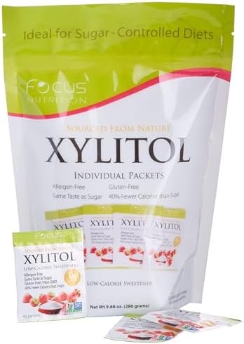 Xyloburst Xylitol Sugar-Free, Non-GMO, Gluten-Free Low Calorie Sweetener (70 4g Packets)