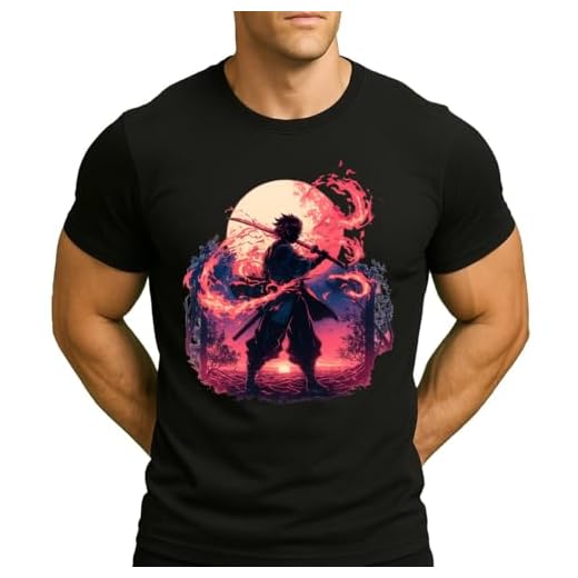 Demon Slayer Anime Estética Japonés Manga Japonés Fans Camiseta Hombre, 1. Demon (negro), L