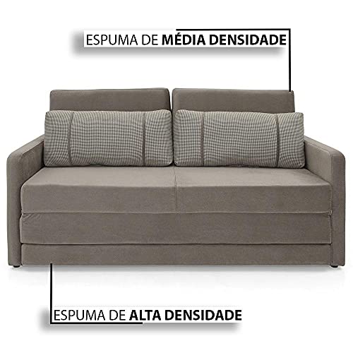 Sofá-Cama Herval 3 Lugares Aurora, Colchão Queen, Veludo Molhado Marrom Claro