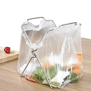 Abcsea 1 Stück Edelstahl Müllsackhalter Metall, Müllsackhalter Küche, Müllsackständer Metall, Müllsack Aufhänger, Abfallsackhalter