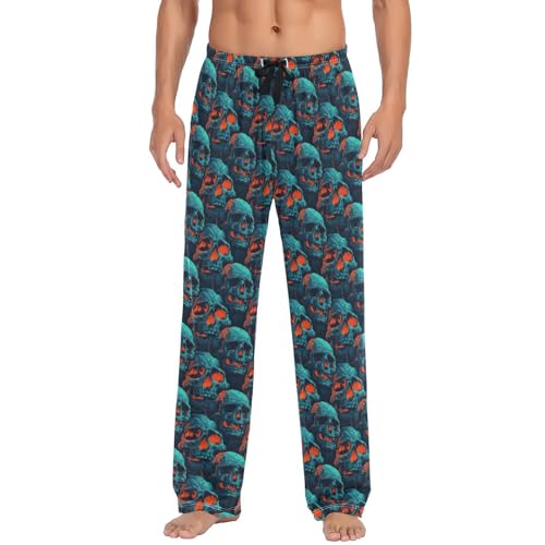 Men's Pajama Pants,Street Art Skull Lounge Lightweight Sleep Bottoms Pants with Pockets Size S-XXL