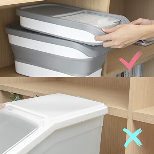 Ddmommy 13 Lbs Dog Food Storage Container - Collapsible Dog Food Container With Sliding Lid, Measuring Cup And Silicone Bowl, Pet Food Storage Containers Dry Food For Dog, Cats And Other Pet（Grey #TOP6