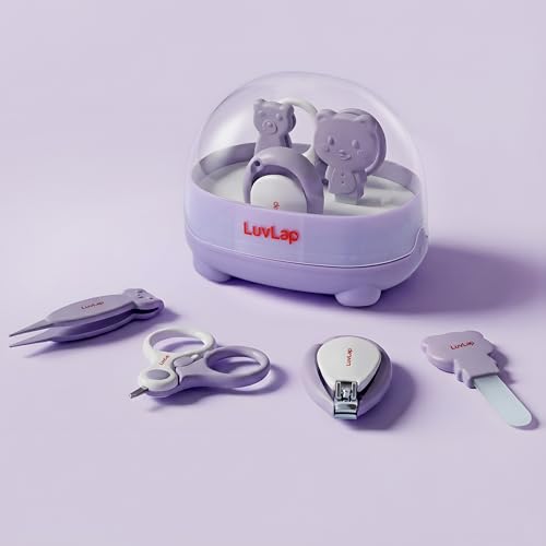 Image of LuvLap 4 in 1 Baby Grooming Set with Cute Case, Baby Manicure Set with Nail Scissors, Nail Clipper, Nail File & Tweezers, Grooming Kit for New Born & Toddler, BPA Free, Compact & Easy to Carry, 0m+