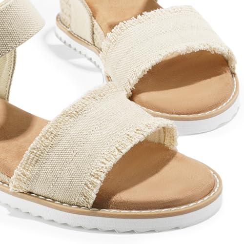 Image of Dodow Womens Espadrilles Wedge Sandals Closed Toe Mid Heel Ankle Strap Dress Sandals