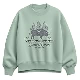 HYBRID APPAREL Yellowstone - Dutton Ranch Bison Sketch - Women's Oversized Fleece Crew Sweatshirt - Size 2 X-Large