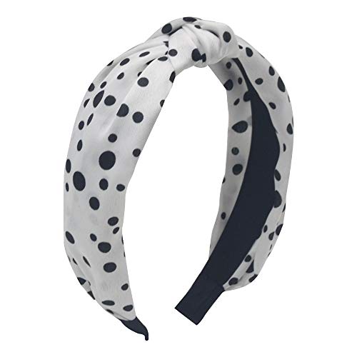 Knot Headband for Women Girls,MHDGG Wave Point Wide Headbands Turban Headband Hair Band Bandana Hairband Head Band Wrap with Bow Cloth Wrapped Headwear,White