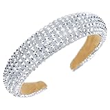 SAMFCSPWM ラインストーンヘッドバンド シルバークリスタル キラキラヘッドバンド レディース ガールズ ヘアアクセサリー キラキラ輝くヘッドバンド レディースファッションヘッドバンド シルバー -