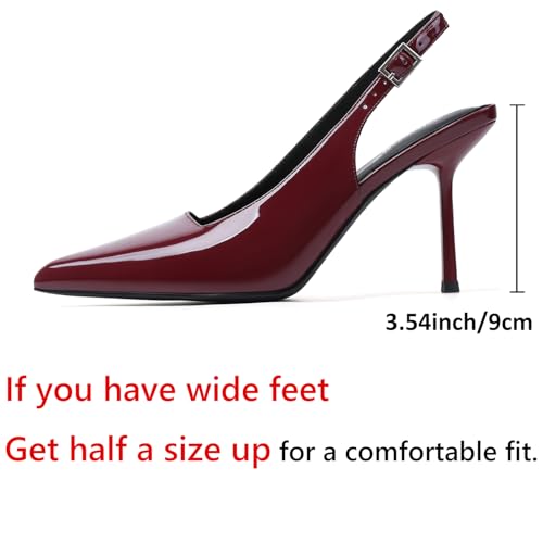 Image of RIBONGZ Sexy Slingback Pumps Elegant Dressy Heels for Women Closed Toe Pointy High Heels Wedding Bride Prom Party Evening Shoes