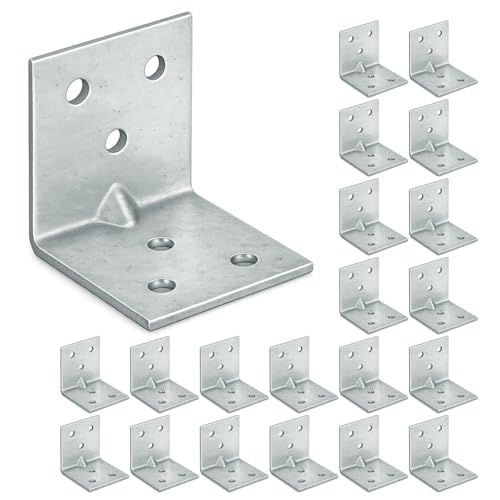 OMIDEAS 20 x Winkelverbinder mit Sicke (30 x 30 x 30 mm) Eckwinkel 90 Grad L Klammern Lochwinkel Schwerlast Winkel Holzverbinder Möbelverbinder Stuhl Verbinder Verzinkt