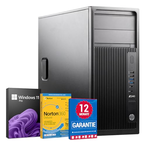 HP Workstation Z240 PC Computer Intel Core i5-6500@ bis zu 3,6 GHz 8 GB 256 GB SSD mit Windows 11 Pro & GRATIS Bluetooth, WLAN & Antiviren-Software inkl. 12 Monate Garantie (Generalüberholt)